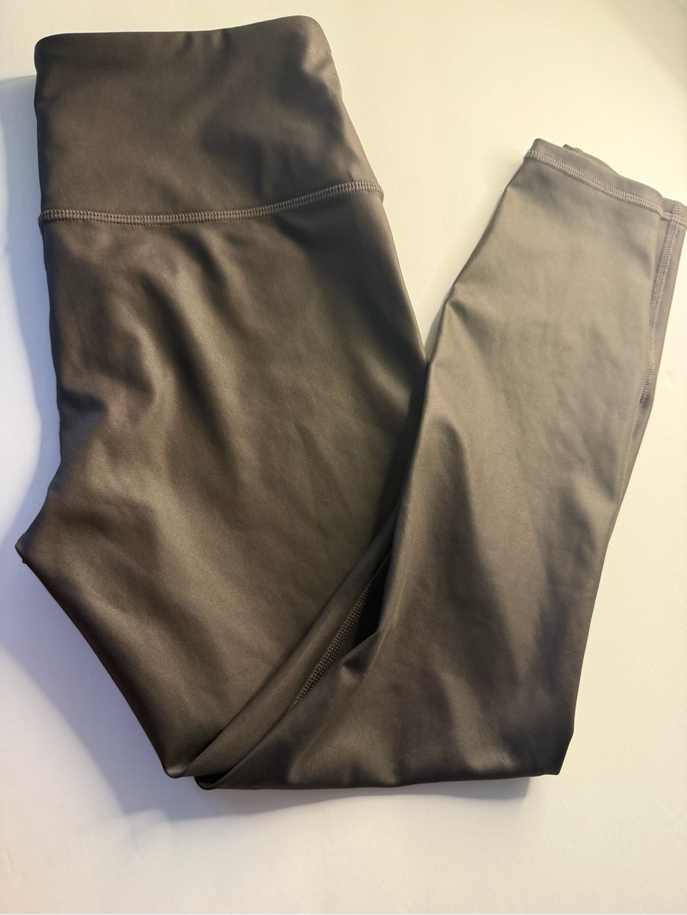 Athleta Faux-Leather High-Rise Leggings in Deep Charcoal